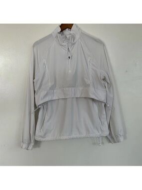 Lululemon Athletica White Half Zip Lightweight Drawstring Windbreaker